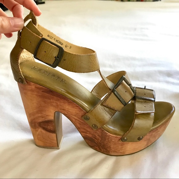 BEDSTU Genuine Leather Wooden Heels. SZ 9, NEW! - Picture 3 of 8